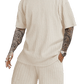 Men's Casual Textured Printed Short Sleeve Tee & Drawstring Waist Shorts Set