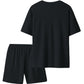 Men's Casual Textured Printed Short Sleeve Tee & Drawstring Waist Shorts Set