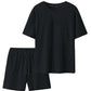 Men's Casual Textured Printed Short Sleeve Tee & Drawstring Waist Shorts Set