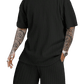 Men's Casual Textured Printed Short Sleeve Tee & Drawstring Waist Shorts Set