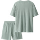 Men's Casual Textured Printed Short Sleeve Tee & Drawstring Waist Shorts Set