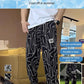 Men's Ice Silk Printed Casual Side Slit Cropped Pants