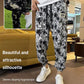 Men's Ice Silk Printed Casual Side Slit Cropped Pants