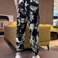 Men's Ice Silk Printed Casual Side Slit Cropped Pants