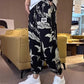 Men's Ice Silk Printed Casual Side Slit Cropped Pants
