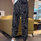 Men's Ice Silk Printed Casual Side Slit Cropped Pants