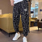 Men's Ice Silk Printed Casual Side Slit Cropped Pants